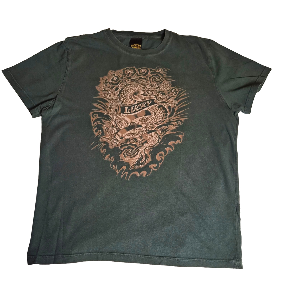 LUCKY BRAND Men's Dragon Graphic Tee Classic Fit Green Size Medium M Cotton